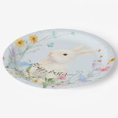 Wildblume Floral Watercolor Kaninchen Frühlingsfes Pappteller (Schrägansicht)