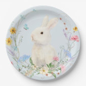 Wildblume Floral Watercolor Kaninchen Frühlingsfes Pappteller (Vorderseite)