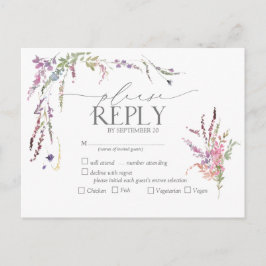 Wildblume Floral Watercolor Wedding RSVP Einladungspostkarte