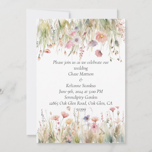 Wildblume Floral Wedding Einladung (Vorderseite)