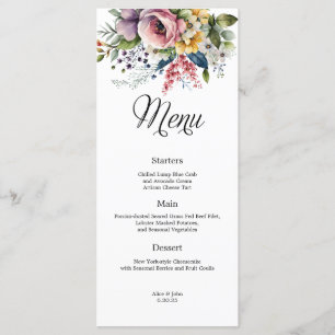 Wildblume Floral Wedding Menu Menükarte