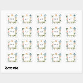 Wildblume Floral Wedding Monogram Quadratischer Aufkleber (Blatt)