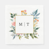 Wildblume Floral Wedding Monogram Serviette (Vorderseite)