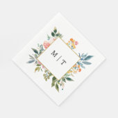 Wildblume Floral Wedding Monogram Serviette (Ecke)
