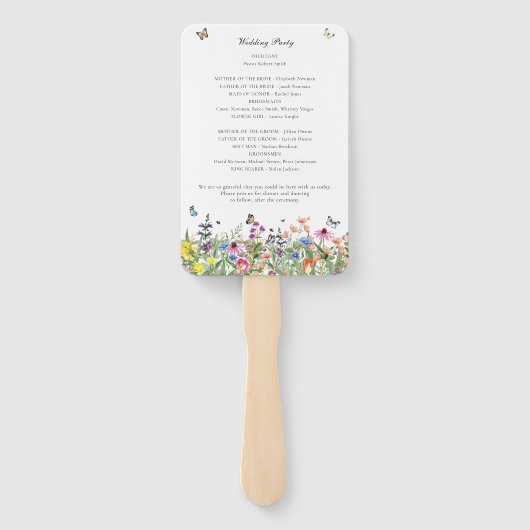 Wildblume Floral Wedding Program Fächer (Rückseite)