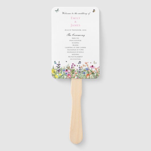 Wildblume Floral Wedding Program Fächer (Vorderseite)