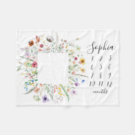 Wildblume Floral Wreath Baby Milestone Schuppen Sc Fleecedecke