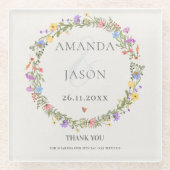 Wildblume Floral Wreath Wedding Vielen Dank Glasuntersetzer (Vorderseite)