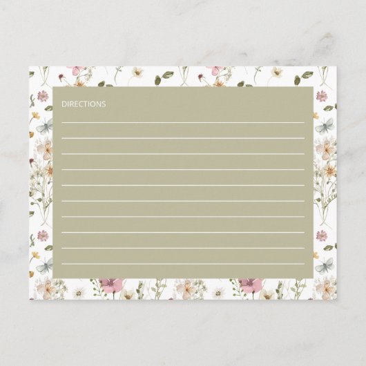 Wildblume Floralküche Rezept Karte (Rückseite)