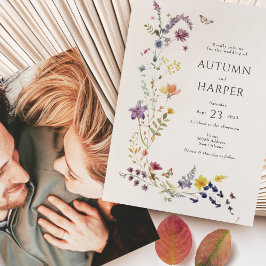 Wildblume Florals Foto Wedding Elegant Boho Einladung