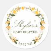 Wildblume Florals Wreath Baby Dusche Runder Aufkleber (Vorderseite)