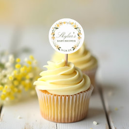 Wildblume Florals Wreath Baby Dusche Runder Aufkleber