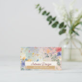 Wildblume Foliage Blue Burgundy Watercolor Visitenkarte (Stehend Vorderseite)