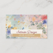 Wildblume Foliage Blue Burgundy Watercolor Visitenkarte (Vorderseite)