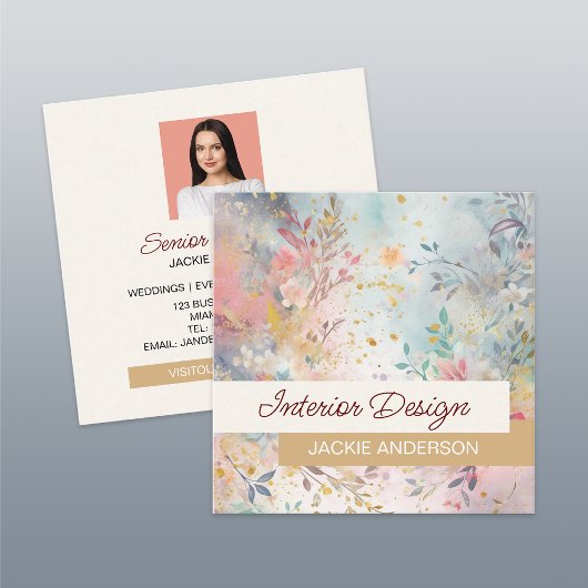 Wildblume Foliage Multicolor Quadratische Visitenkarte