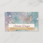 Wildblume Foliage Pink Blue Watercolor Visitenkarte (Vorderseite)