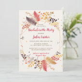 Wildblume Forest Fern Mushroom Junggeselinnen-Absc Einladung (Stehend Vorderseite)