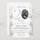 Wildblume Foto 20 Jahre Einladung (Vorne/Hinten)