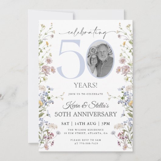 Wildblume Foto 50 Jahre Einladung (Vorderseite)