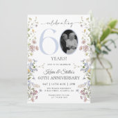 Wildblume Foto 60 Jahre Einladung (Stehend Vorderseite)