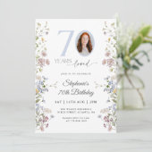 Wildblume Foto 70. Geburtstag Einladung (Stehend Vorderseite)