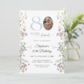 Wildblume Foto 80. Geburtstag Einladung (Stehend Vorderseite)