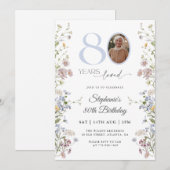 Wildblume Foto 80. Geburtstag Einladung (Vorne/Hinten)
