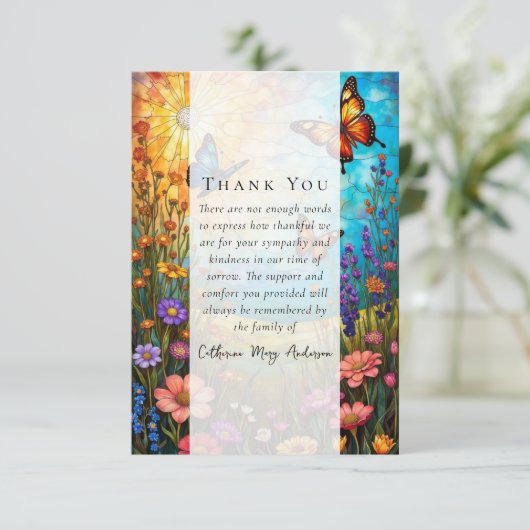 Wildblume Foto Beileid Beerdigung Gedenkstätte Dankeskarte (Stehend Vorderseite)