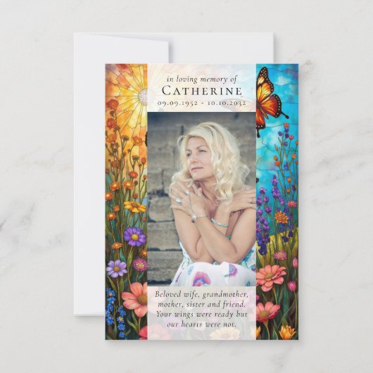 Wildblume Foto Beileid Beerdigung Gedenkstätte Dankeskarte (Rückseite)