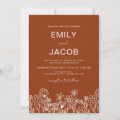 Wildblume Foto Burnt Orange Botanische Hochzeit Einladung (Vorderseite)