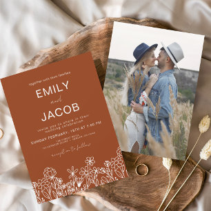 Wildblume Foto Burnt Orange Botanische Hochzeit Einladung
