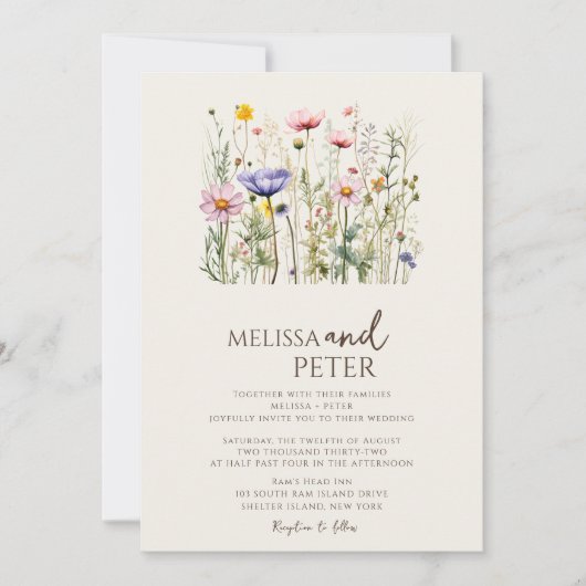 Wildblume Foto Einladung (Vorderseite)