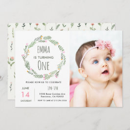 Wildblume Foto Garden 1. Geburtstag Einladung