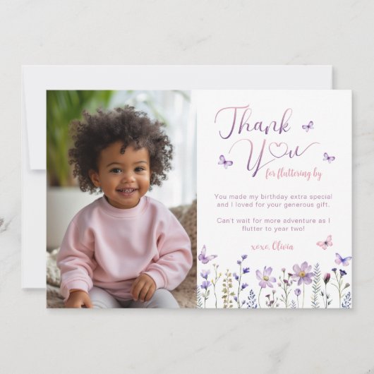 Wildblume Foto Geburtstag Danke Karte (Vorderseite)