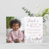 Wildblume Foto Geburtstag Danke Karte (Stehend Vorderseite)