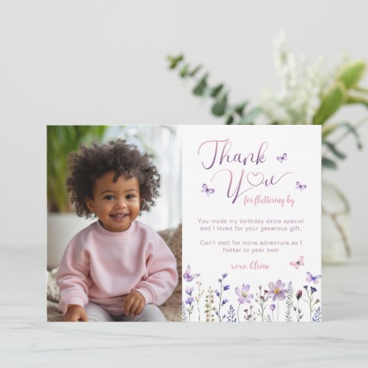 Wildblume Foto Geburtstag Danke Karte (Stehend Vorderseite)