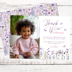 Wildblume Foto Geburtstagsparty Dankeskarte