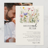 Wildblume Foto Hochzeit Einladung (Vorne/Hinten)