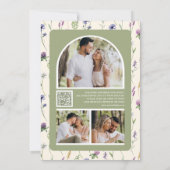 Wildblume Foto QR Code Cream Wedding Save The Date (Rückseite)