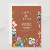 Wildblume Foto QR Code Terracotta Wedding Save The Date (Vorderseite)