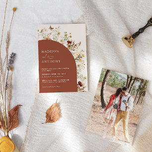 Wildblume Foto Terracotta Hochzeit Einladung