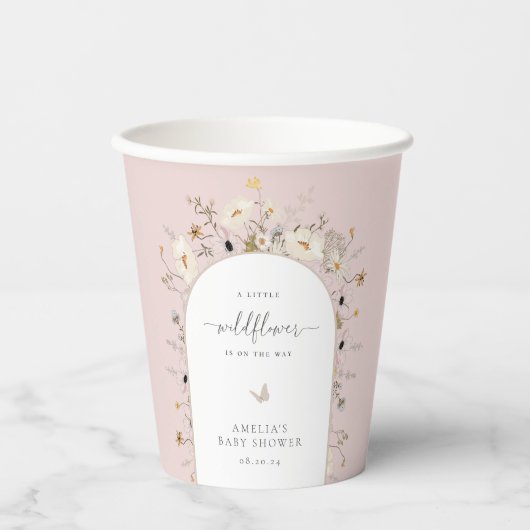 Wildblume Frame Baby Dusche Pappbecher (Vorderseite)