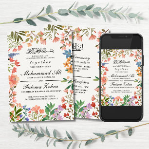 Wildblume Frame Muslim Wedding Nikah Walima Einladung