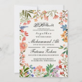Wildblume Frame Muslim Wedding Nikah Walima Einladung (Vorderseite)