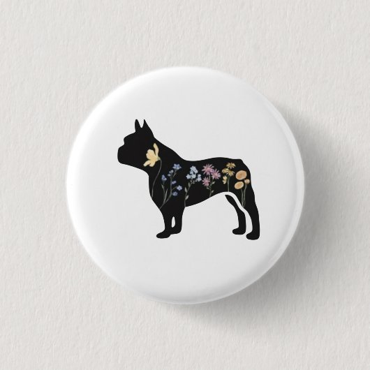 Wildblume French Bulldog Button (Vorderseite)