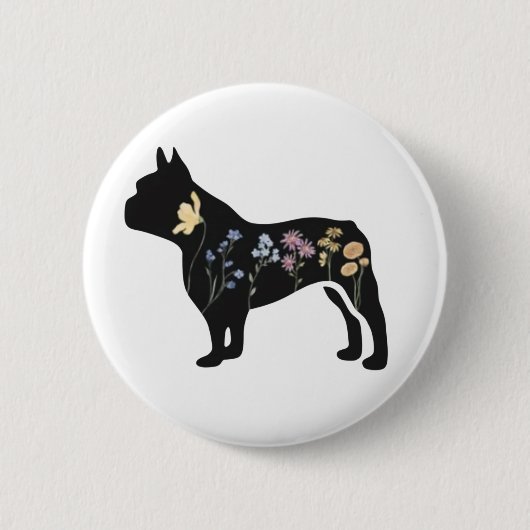 Wildblume French Bulldog Button (Vorderseite)