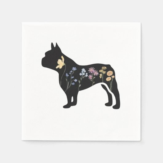 Wildblume French Bulldog Serviette (Vorderseite)