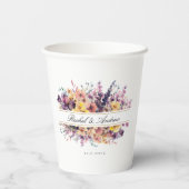 Wildblume, frisch, Handschrift, Hochzeit Pappbecher (Rückseite)