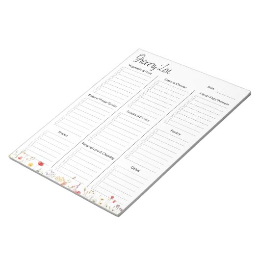 Wildblume Frische Pasta machen Notizblock (angewinkelt)