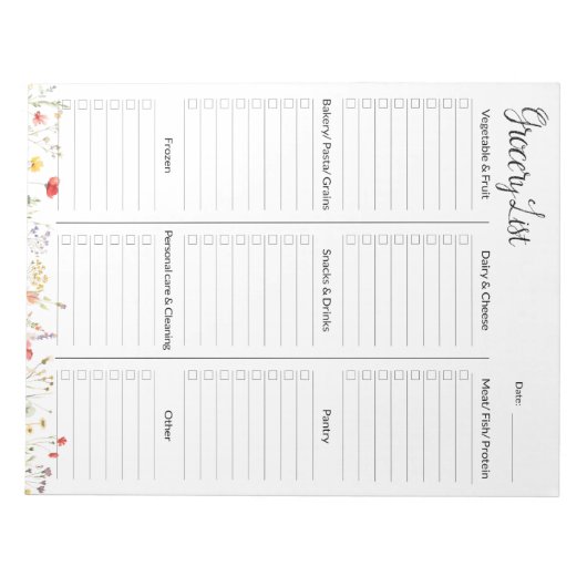 Wildblume Frische Pasta machen Notizblock (Vorderseite)